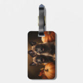 Étiquette À Bagage Berger belge Chiot Automne Citrouille de plaisir (Dos Vertical)