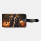 Étiquette À Bagage Berger belge Chiot Automne Citrouille de plaisir (Dos horizontal)