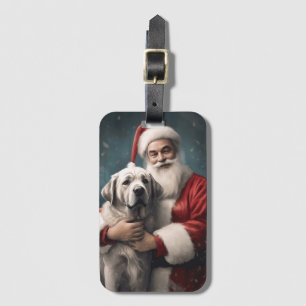 Étiquette À Bagage Berger d'Anatolie avec le Père Noël de Noël