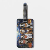 Étiquette À Bagage Bernedoodle Halloween Éffrayant (Dos Vertical)