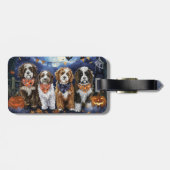 Étiquette À Bagage Bernedoodle Halloween Éffrayant (Dos horizontal)