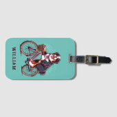 Étiquette À Bagage Bernese Dog Biker, Vélo aventure Nom Customisé (Devant Horizontal)