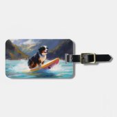 Étiquette À Bagage Bernese Mountain Beach Surf Paining (Devant horizontal)