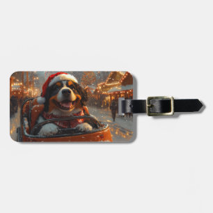 Étiquette À Bagage Bernese Mountain Dog Montagnes Russes Noël