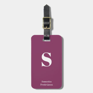 Étiquette À Bagage Berry de prune violette Nom Monogramme Élégante Ma