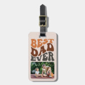 Étiquette À Bagage Best Dad Ever 2 Photo et Super typographie rétro (Devant Vertical)