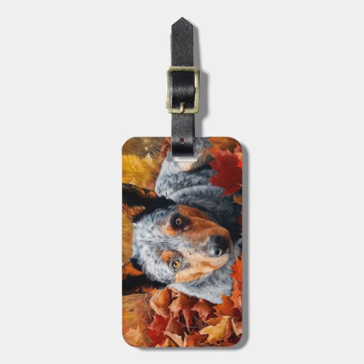 Étiquette À Bagage Bétail australien en automne Feuilles automne Insp (Devant Vertical)