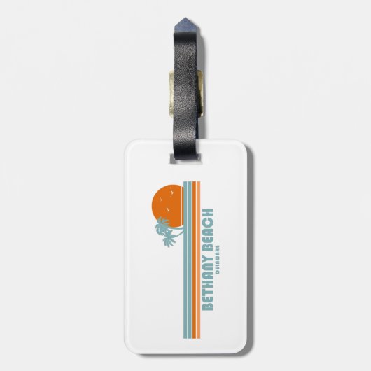 Étiquette À Bagage Bethany Beach Delaware Sun Palm Trees (Dos Vertical)