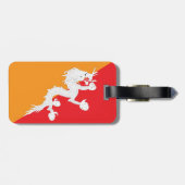 Étiquette À Bagage Bhoutan Drapeau design avec Dragon Blanc (Dos horizontal)