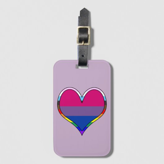 Étiquette À Bagage Bi Pride Coeur (Devant Vertical)
