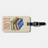 Étiquette À Bagage Bibliothèque Pile de livre enseignant Bibliothécai (Devant horizontal)