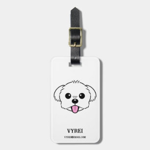 Étiquette À Bagage Bichon blanc mignon Frise Chien Stick Sortie