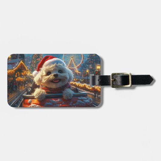 Étiquette À Bagage Bichon Frise Dog Roller Dessous de verre Noël (Devant horizontal)