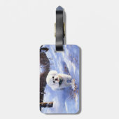 Étiquette À Bagage Bichon Frise Laisser neiger Noël (Dos Vertical)