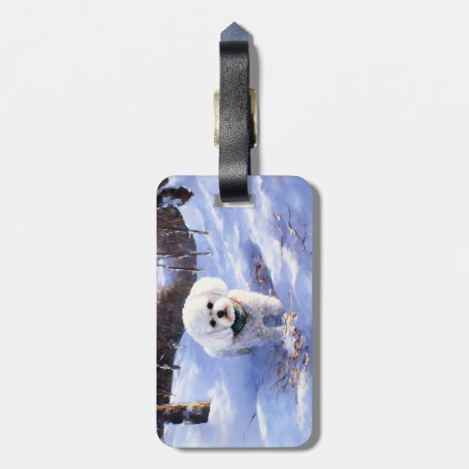 Étiquette À Bagage Bichon Frise Laisser neiger Noël (Dos Vertical)