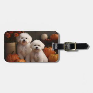 Étiquette À Bagage Bichon Frise Puppy Automne Citrouille délice