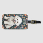 Étiquette À Bagage Bichon Frisé William Morris Inspiré Floral (Devant Horizontal)