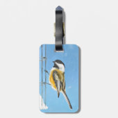 Étiquette À Bagage Bickadee sur la peinture d'alimentation - Oiseaux (Dos Vertical)