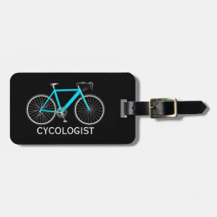 Étiquette À Bagage Bicyclette Bleu Aqua sur Fond Noir