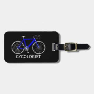 Étiquette À Bagage Bicyclette bleue sur fond noir
