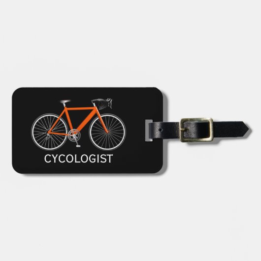Étiquette À Bagage Bicyclette orange sur fond noir (Devant horizontal)