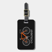 Étiquette À Bagage Bicyclette orange sur fond noir (Devant Vertical)