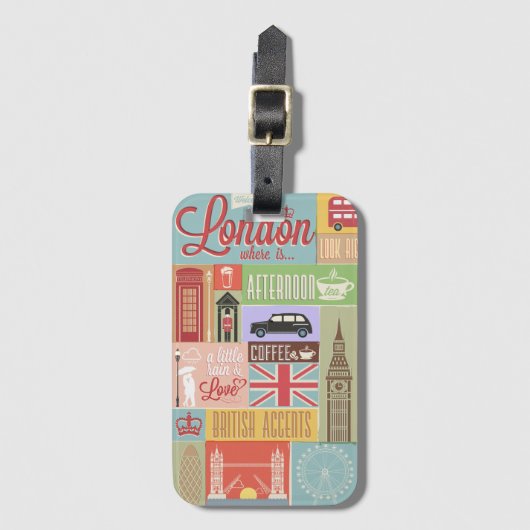 Étiquette À Bagage Bienvenue à Londres (Devant Vertical)