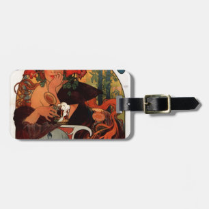 Étiquette À Bagage Bière de la Meuse par Alphonse Mucha