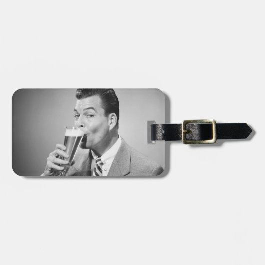 Étiquette À Bagage Bière potable d'homme d'affaires (Devant horizontal)