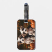 Étiquette À Bagage Biewer Terrier Chiot Automne Citrouille délice (Dos Vertical)