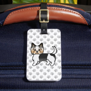 Étiquette À Bagage Biewer Terrier Cute Cartoon Chien & Texte