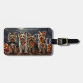 Étiquette À Bagage Biewer Terrier Halloween Éffrayant (Devant horizontal)