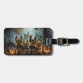 Étiquette À Bagage Biewer Terrier Halloween Night Doggy Délice (Devant horizontal)