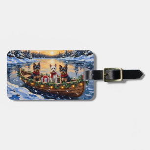Étiquette À Bagage Biewer Terrier Noël Bateau Vacances