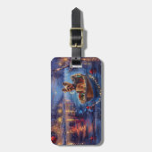 Étiquette À Bagage Biewer Terrier Noël Festive Voyage (Devant Vertical)