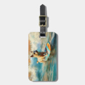 Étiquette À Bagage Biewer Terrier Plage Surf Peinture (Devant Vertical)