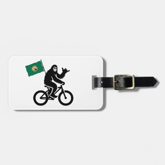 Étiquette À Bagage Bigfoot Cyclisme Drapeau de Washington (Devant horizontal)