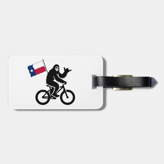 Étiquette À Bagage Bigfoot Cyclisme Drapeau du Texas (Dos horizontal)