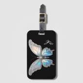 Étiquette À Bagage Bijoux papillon Opale et argent (Devant Vertical)