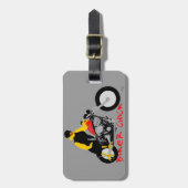 Étiquette À Bagage BIKER CHICK assise sur sa moto (Devant Vertical)