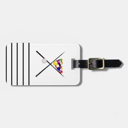 Étiquette À Bagage Billiard Pool Balls et Cues (Devant horizontal)