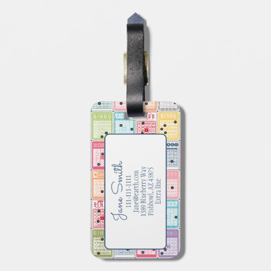 Étiquette À Bagage Bingo rétro (Dos Vertical)