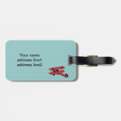 Étiquette À Bagage biplan vintage rouge (Dos horizontal)