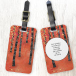 Étiquette À Bagage Birch Tree Forest Paysage Nom personnalisé<br><div class="desc">Un paysage moderne peint d'un bouleau ou d'une forêt de trembles en automne dans les tons riches de rouge,  orange et jaune. Modifiez les coordonnées au verso.</div>