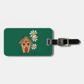 Étiquette À Bagage Birdhouse Et Fleurs (Devant horizontal)