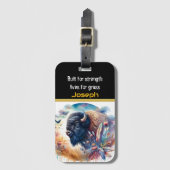 Étiquette À Bagage Bisons se prélassant dans les teintes dorées du cr (Devant Vertical)