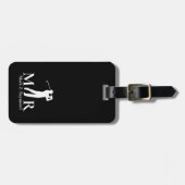 Étiquette À Bagage Black and White Elegant Golfer (Devant horizontal)