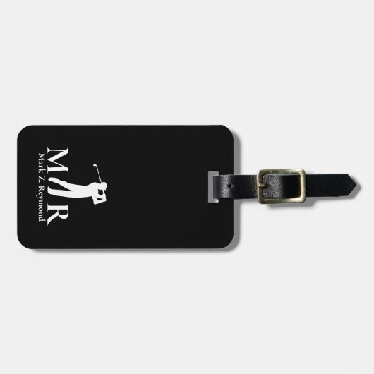 Étiquette À Bagage Black and White Elegant Golfer (Devant horizontal)