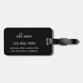 Étiquette À Bagage Black and White Striped (Dos horizontal)