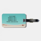 Étiquette À Bagage Black Boston Terrier À Une Plage Tropicale D'Été (Dos horizontal)